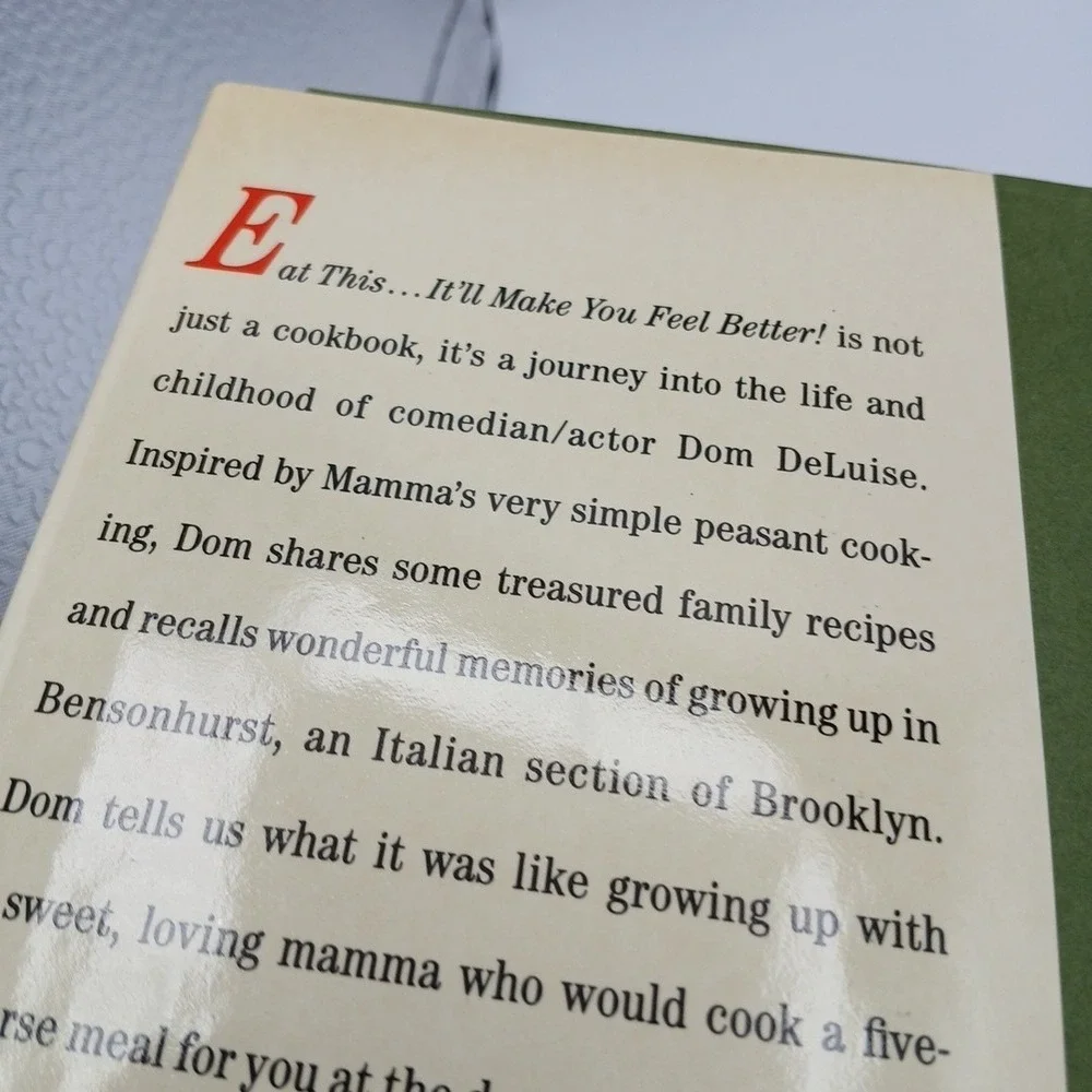 Signed 1st Edition Dom DeLuise Eat This It'll Make You Feel Better Cookbook HC